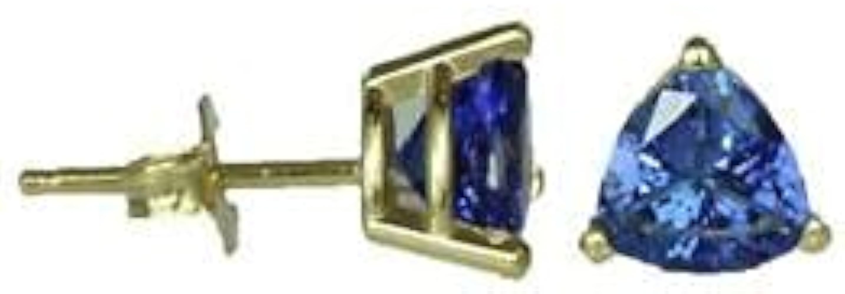 14K White Gold Plated 2Ct Trillion Cut Blue Tanzanite Stud Earrings Gift For Her