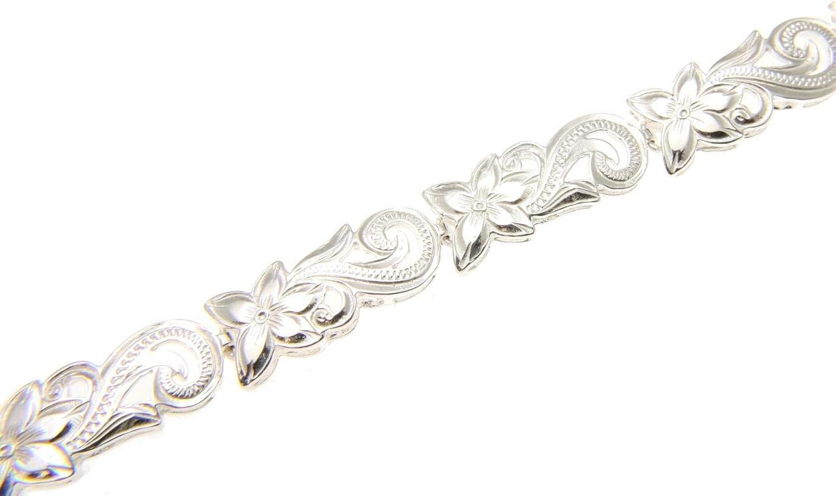 Arthur's Jewelry 925 sterling silver Hawaiian plumeria flower scroll cut out bracelet 7"