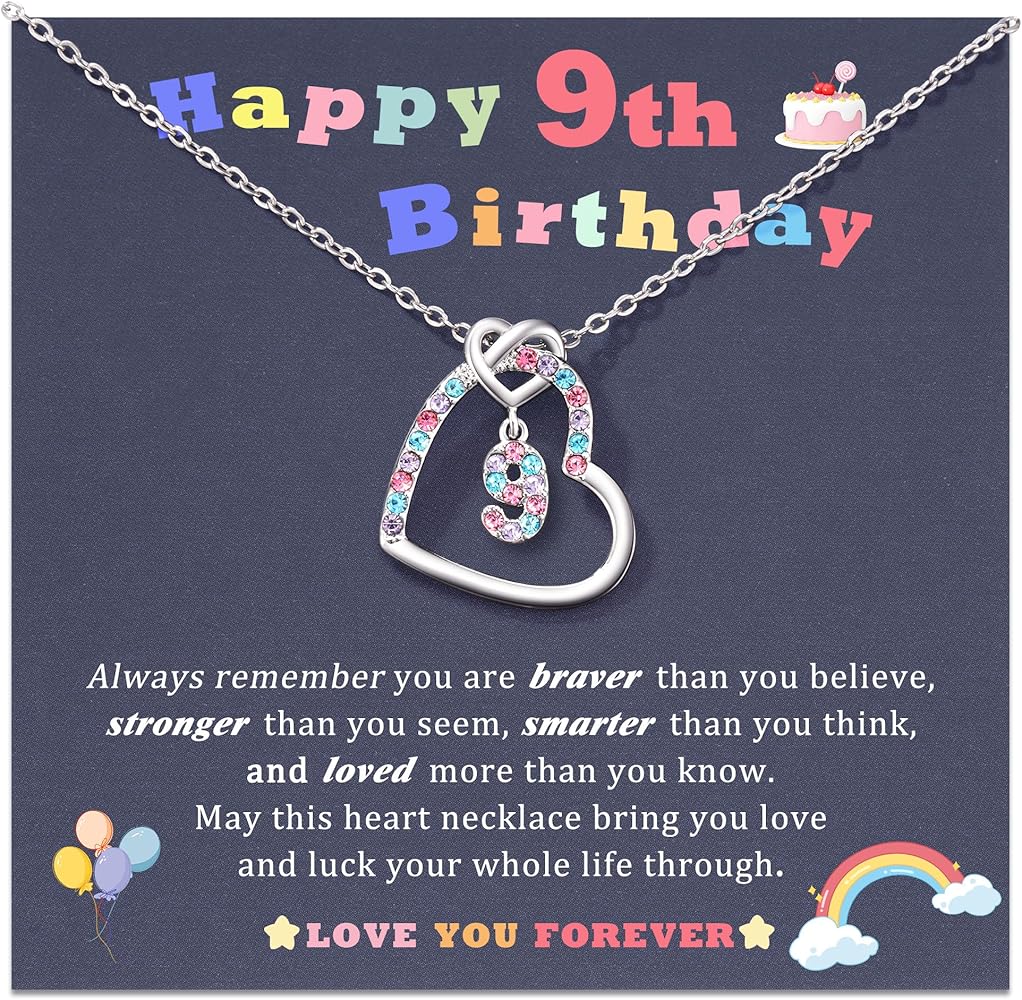 Happy Birthday Gifts for 3-13 Year Old Girls Heart Necklace for Girls