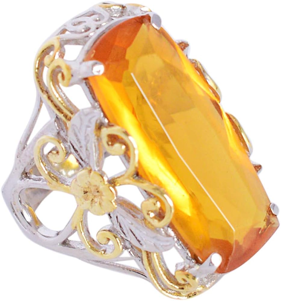 Citrine Quartz Gemstone 925 Solid Sterling Silver Ring Attractive Designer Jewellery For Girls