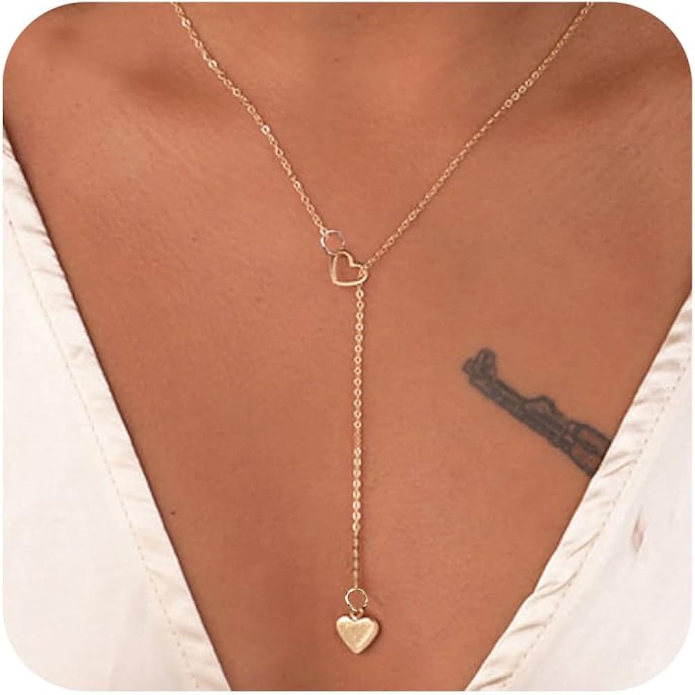 Heart Necklace for Women Silver Gold Plated Charm Heart Pendant Necklaces Fashion Jewelry Birthday Gift for Ladies Girls