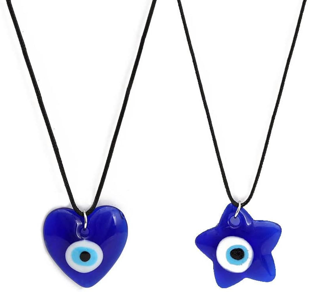 JczR.Y Evil Eye Necklace Pendant Blue Turkish Demon Eye Necklace For Women Girls Leather Rope Glass Evil Eye Necklace Lucky Protection Jewelry