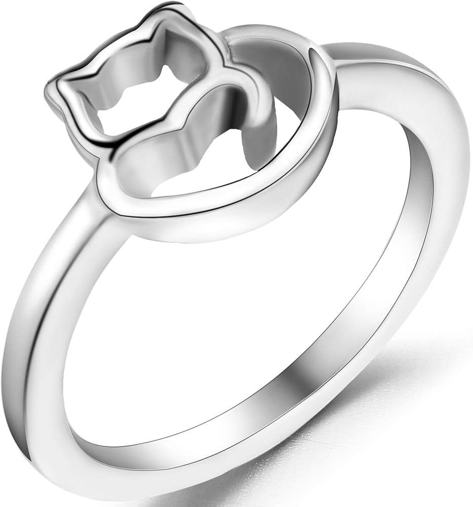 Jude Jewelers Stainless Steel Cute Cat Kitty Girl Teen Cocktail Party Birthday Ring