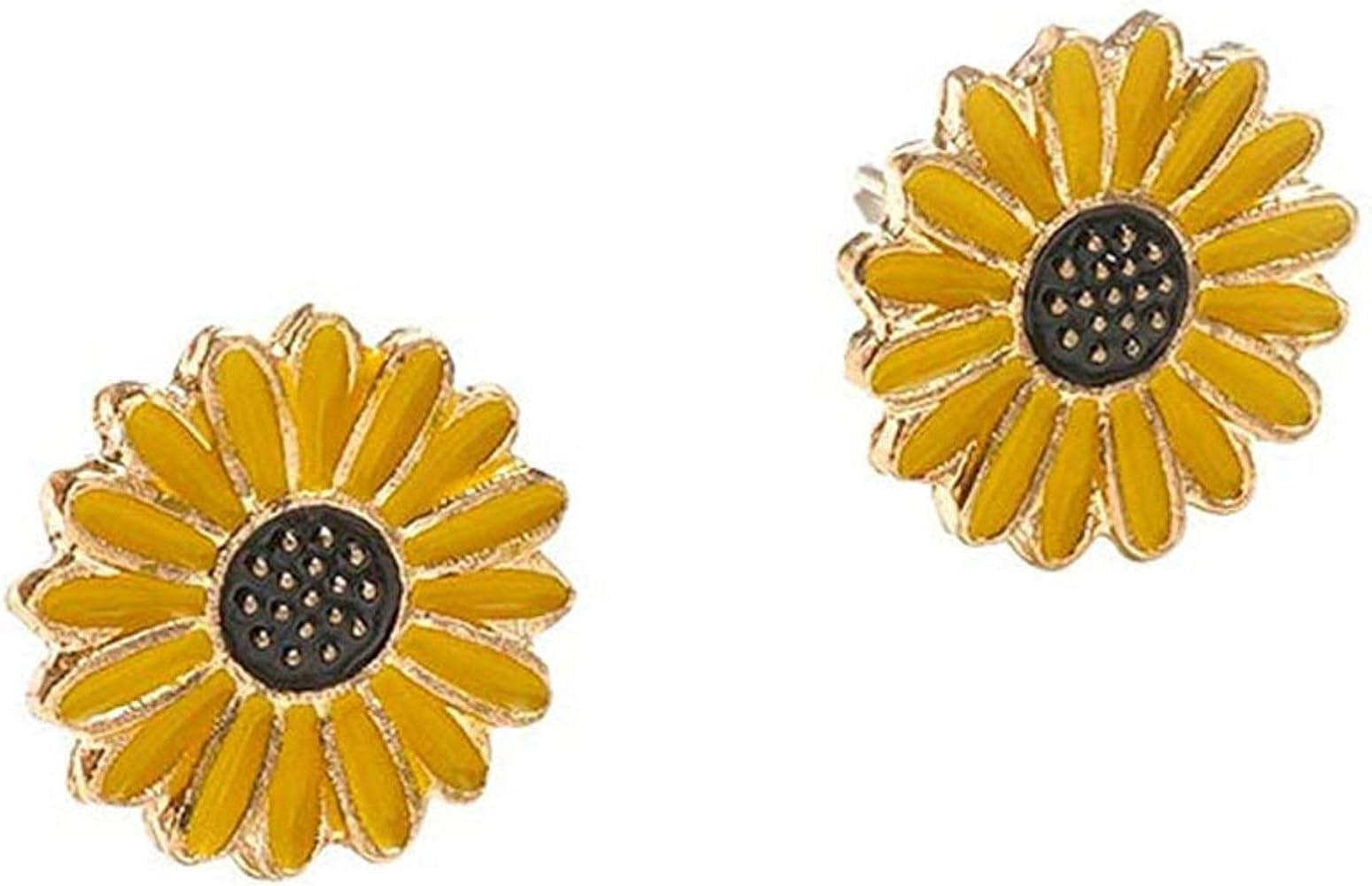 Sweet Sunflower Stud Earrings Set Cute Enamel Crystal Daisy Flower for Girls Women Bohemian Summer Jewelry Mother's Day Gifts