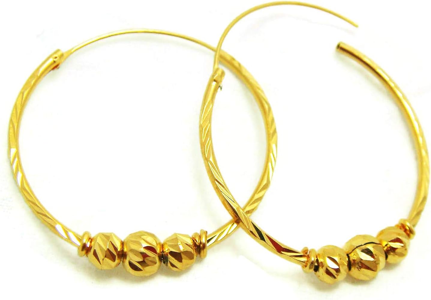 Hoops 22K 24K THAI BAHT YELLOW GOLD PLATED EARRINGS JEWELRY