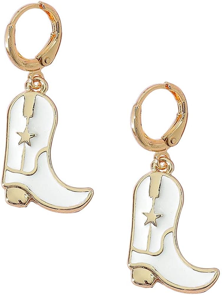 Enamel Western Cowgirl Boot Earrings Cowgboy Dangle Drop earrings