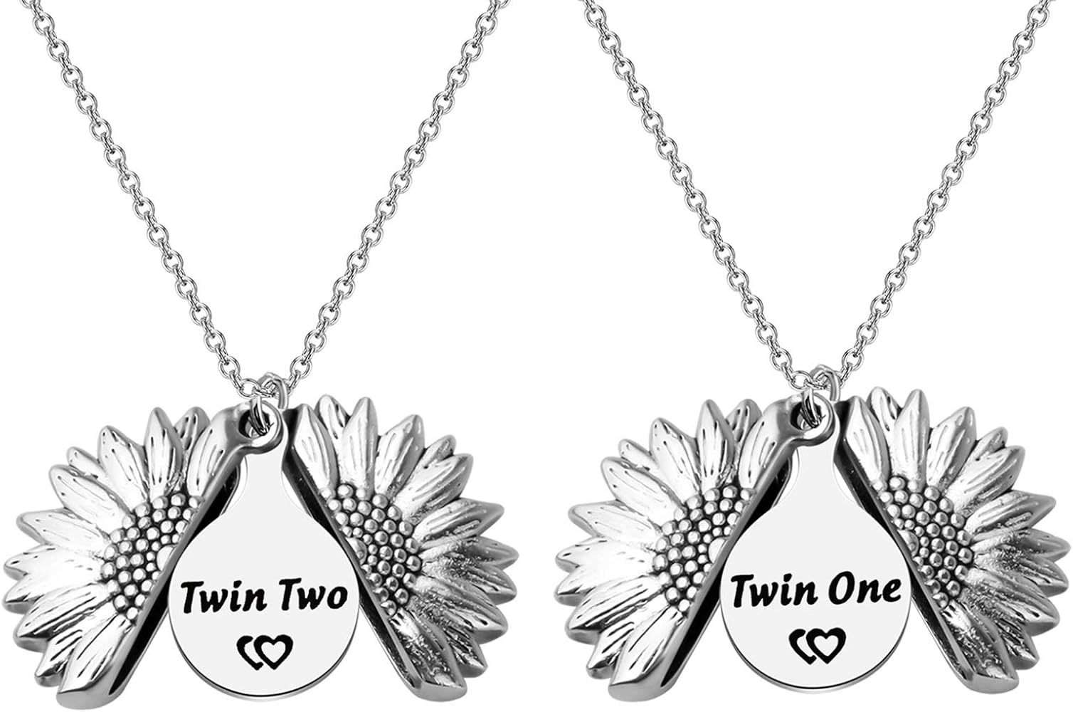 Gzrlyf Twin One Twin Two Necklaces Sunflower Locket Necklace Twins Jewelry Twin Sister Gifts