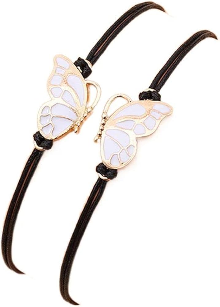 Friendship Bracelets for 2 Girls Best Friends Sisters Jewelry Birthday Gifts Friendship Gifts Butterfly(2PCS,gold)