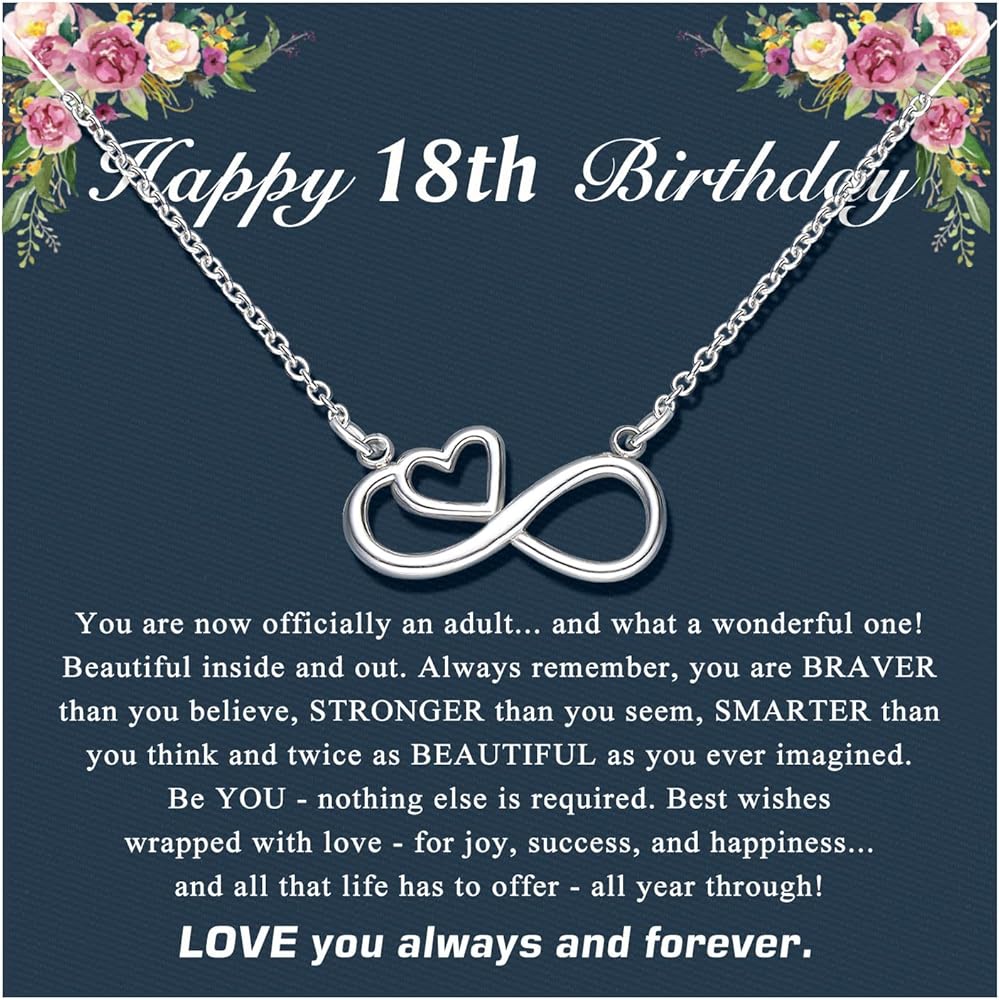 UNGENT THEM Infinity Heart Birthday Necklace for 8 9 10 11 12 13 14 15 16 18 Year Old Women Girls, Birthday Present for Daughter Granddaughter Sister Friends