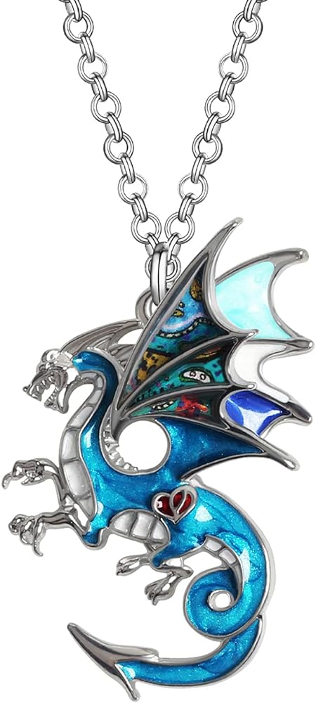 Enamel Alloy Dragon Necklace Fantasy Dinosaur Pendant Fashion Jewelry for Women Charm Gift