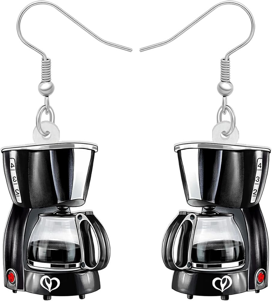 Acrylic Dainty Coffee Maker Machine Earrings Dangle Drop Jewelry Novelty Gifts for Women Coffee Lovers Party Favors Decor