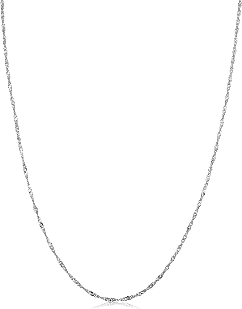 Kooljewelry 14k Solid White Gold Singapore Chain Necklace For Women - Real Gold Chain For Women (0.7 mm, 1.0 mm, 1.4 mm, 1.7 mm - Sizes from 14 to 30 inch long)