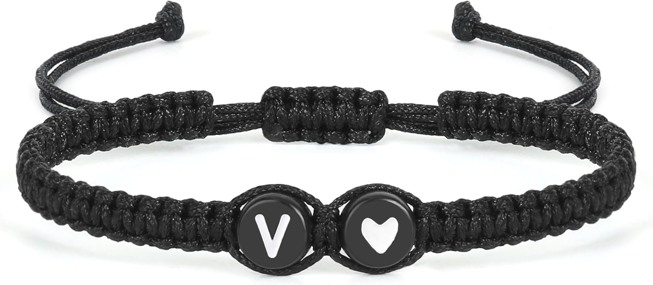 Initial Letter Bracelet for Women Men Teen Girls, Alphabet Handmade Black Adjustable Braid Rope Heart Bracelet, Jewelry Gifts for Daughter Mother's Day Mom Sister