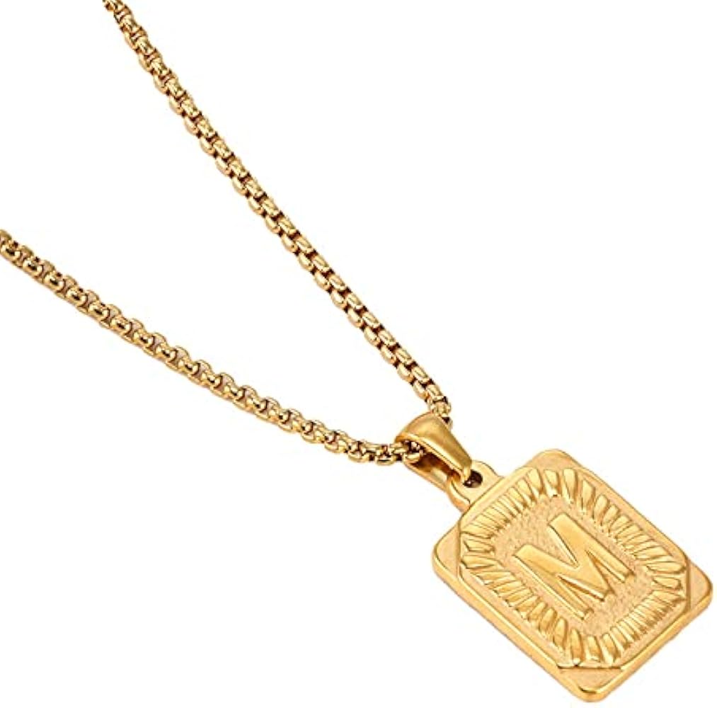 18K square stainless steel letter necklace female gold titanium steel letter Pendant Jewelry