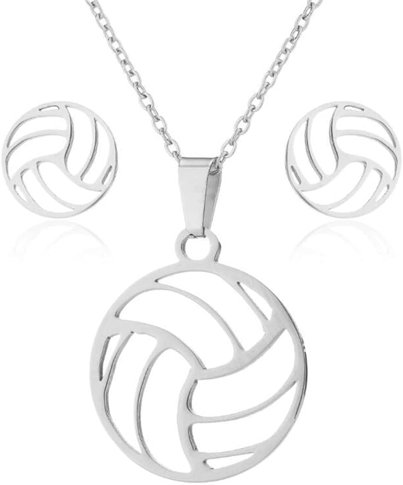 Fuqimanman2020 Stainless Steel Volleyball Necklace Set Volleyball Pendant Necklace Set Sport Jewelry