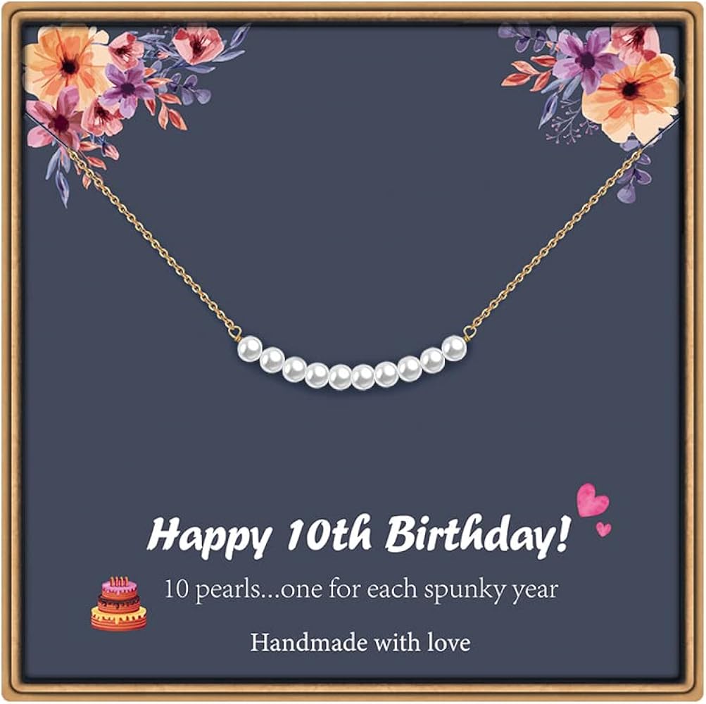 Birthday Gifts for Girls Necklace, Pearl Pendant Necklace for 5th 6th 7th 8th 9th 10th 11th 12th 13th 14th 15th 16th 17th 18th 19th 20th Sweet Happy Birthday Gifts for Girls Women Birthday Necklace