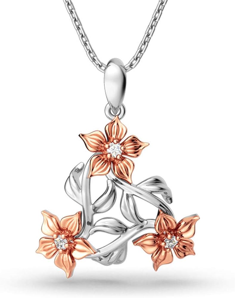 JEULIA Blossoming Pendant Necklace for Women Love is in The Air Sterling Silver Necklace Jewelry Gift for Women Girls Valentine Birthday Wedding Engagement Anniversary Promise Gifts