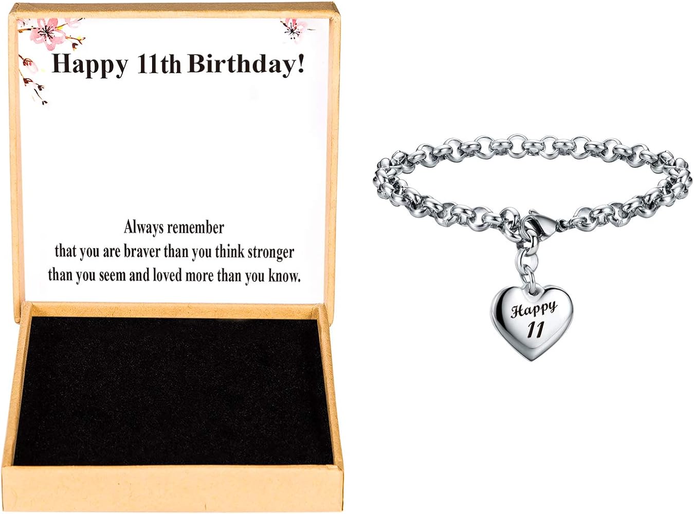 SANNYRA Happy Birthday Gifts Bracelet Heart Charm Alphabet Bracelet Gift for Women Girls 11th 12th 13th 14th 15th 16th 17th 18th 19th 20th 21st 25th 30th