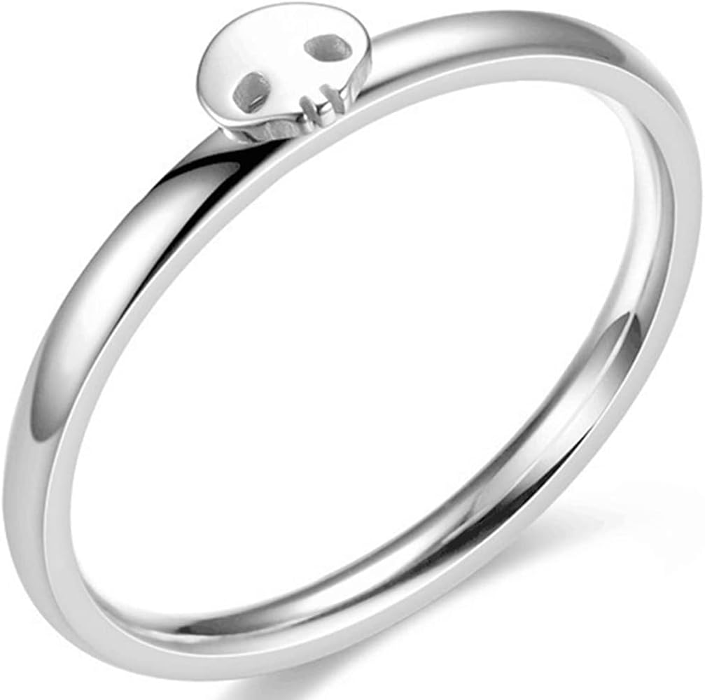 Jude Jewelers 2mm Stainless Steel Stacking Cute Skull Style Wedding Band Ring