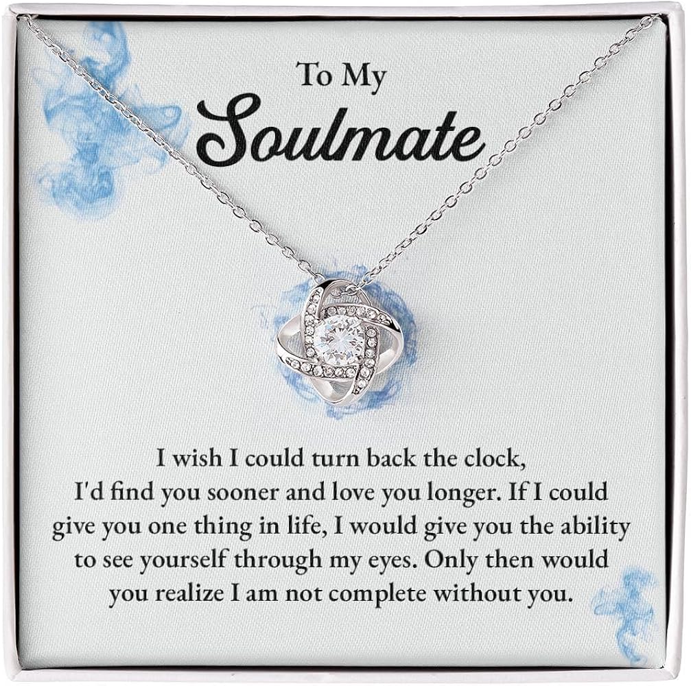 To My Soulmate Necklace, Love Knot Jewelry Gift For Girlfriend, Future Wife Necklace, Fiance Gifts For Her, Gift For Valentine's Day, Birthday, Anniversary, Christmas, And Wedding Jewelry For Soulmate Pendant Gift For Her.