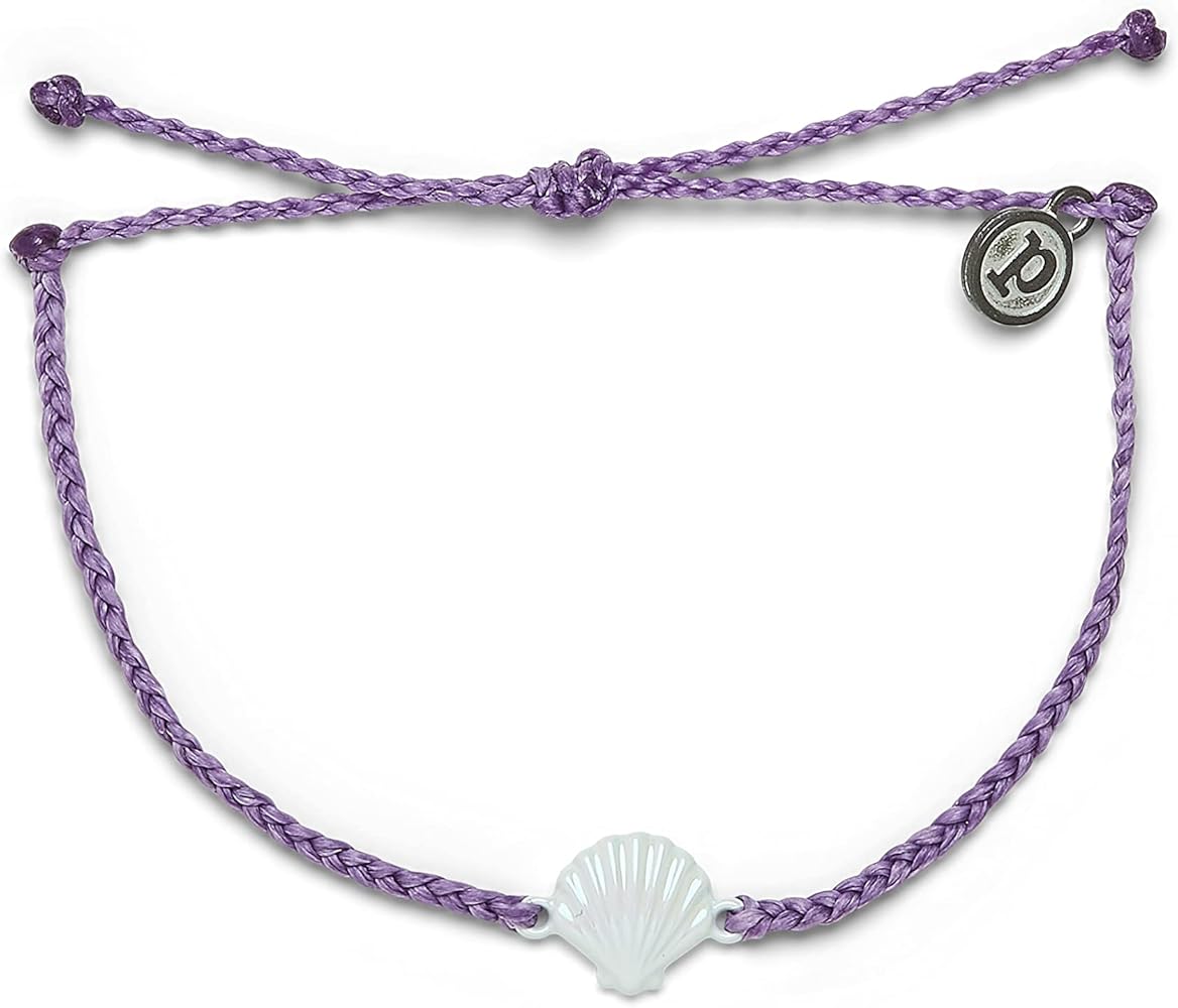 Pura Vida Iridescent White or Blue Shell Bracelet - 100% Waterproof, Adjustable Band, Brand Charm