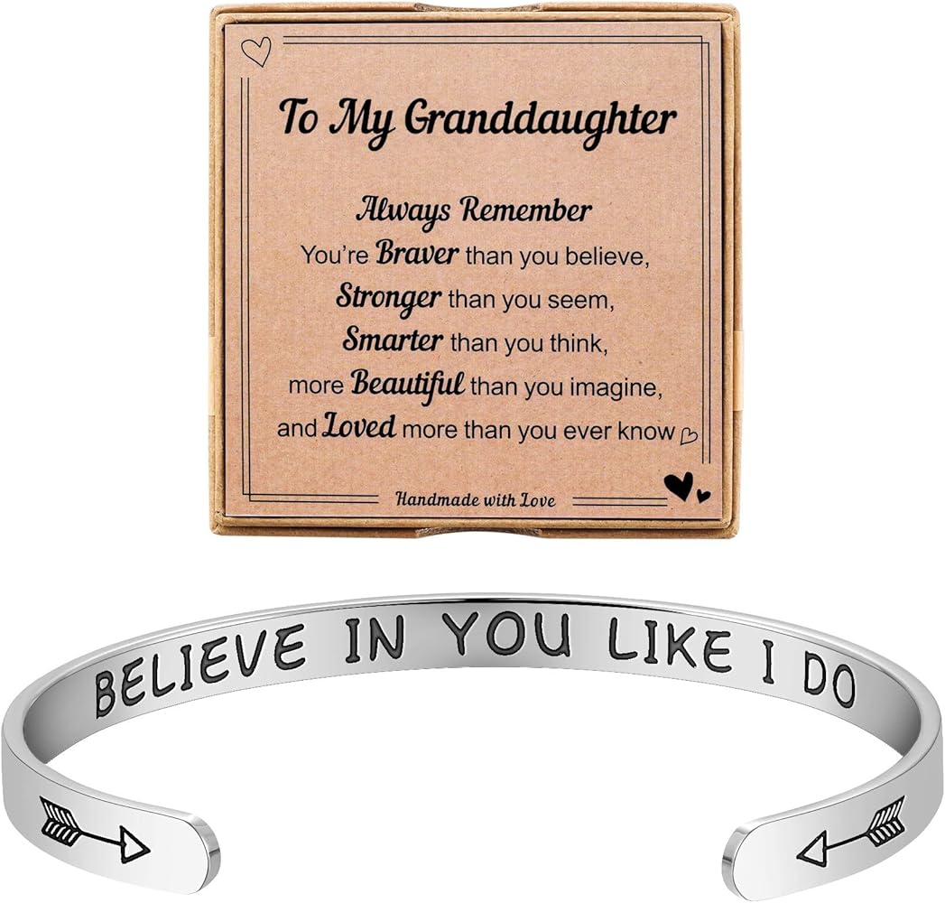 Movitational Quotes Believe in You Like I Do Cuff Bracelet Gifts for Teenage Girls Women Best Friend Sister Daughter