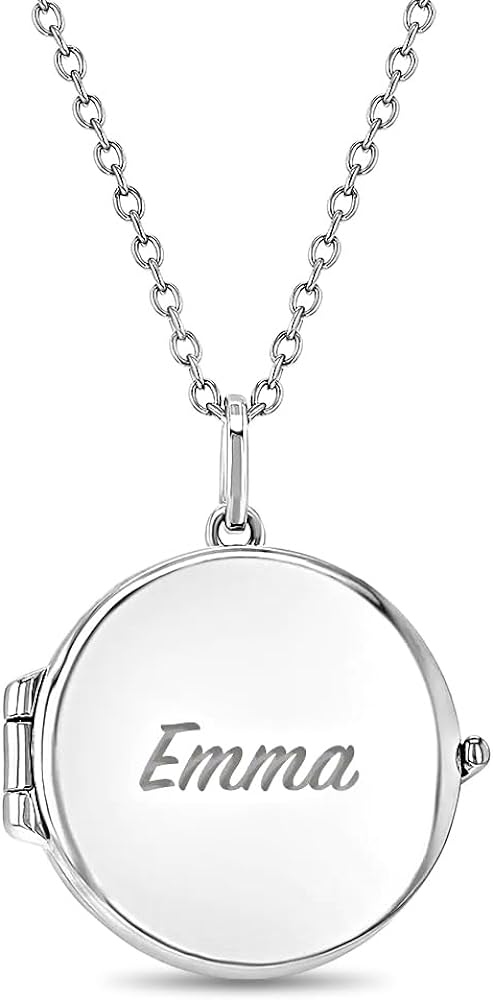 925 Sterling Silver Girls 16" Polished Round Locket Pendant Necklace for Young Girls - Photo Locket Pendant Necklace for Preteens & Teens - Meaningful Locket Jewelry For Girls