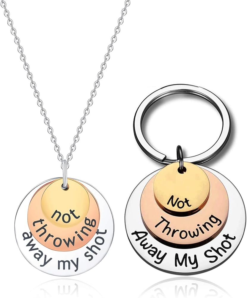 Not Throwing Away My Shot Tri-Layer Necklace and Keychain Set for Teen Girls Hamilton Gifts Broadway Musical Inspired Jewelry