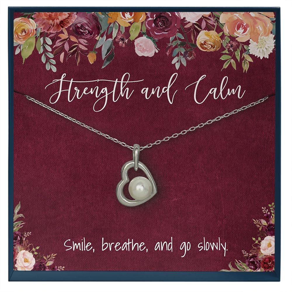 Strength Necklace Strength Jewelry Calm Necklace Breathe Necklace Anti Anxiety Inspirational Necklace Encouragement Gifts Cheer Up Gifts