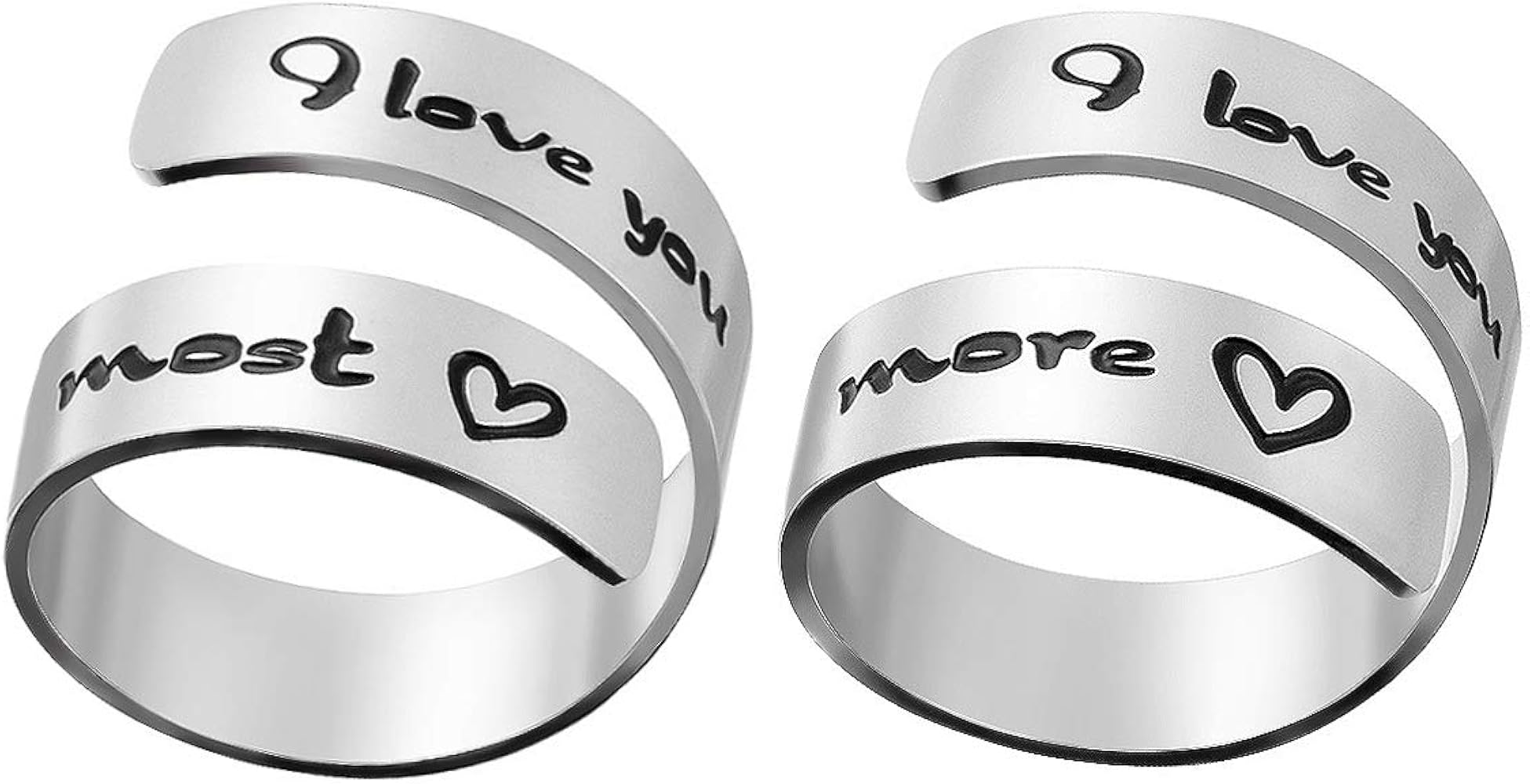 Wrap Twist Ring Adjustable Inspirational Silver Stainless Steel Personality Encouragement Gift Bands Cool Stacking Opening Rings for Girls Teens Women Man