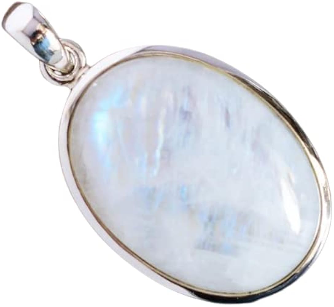 925 sterling silver Rainbow Oval Moonstone Pendant Gemstone Jewelry For Her