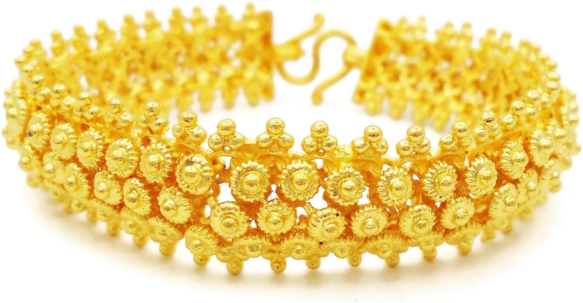 Pikun Flower Lai Thai Gold Plated Bangle 22k 24k Thai Baht Yellow Gold Filled Bracelet