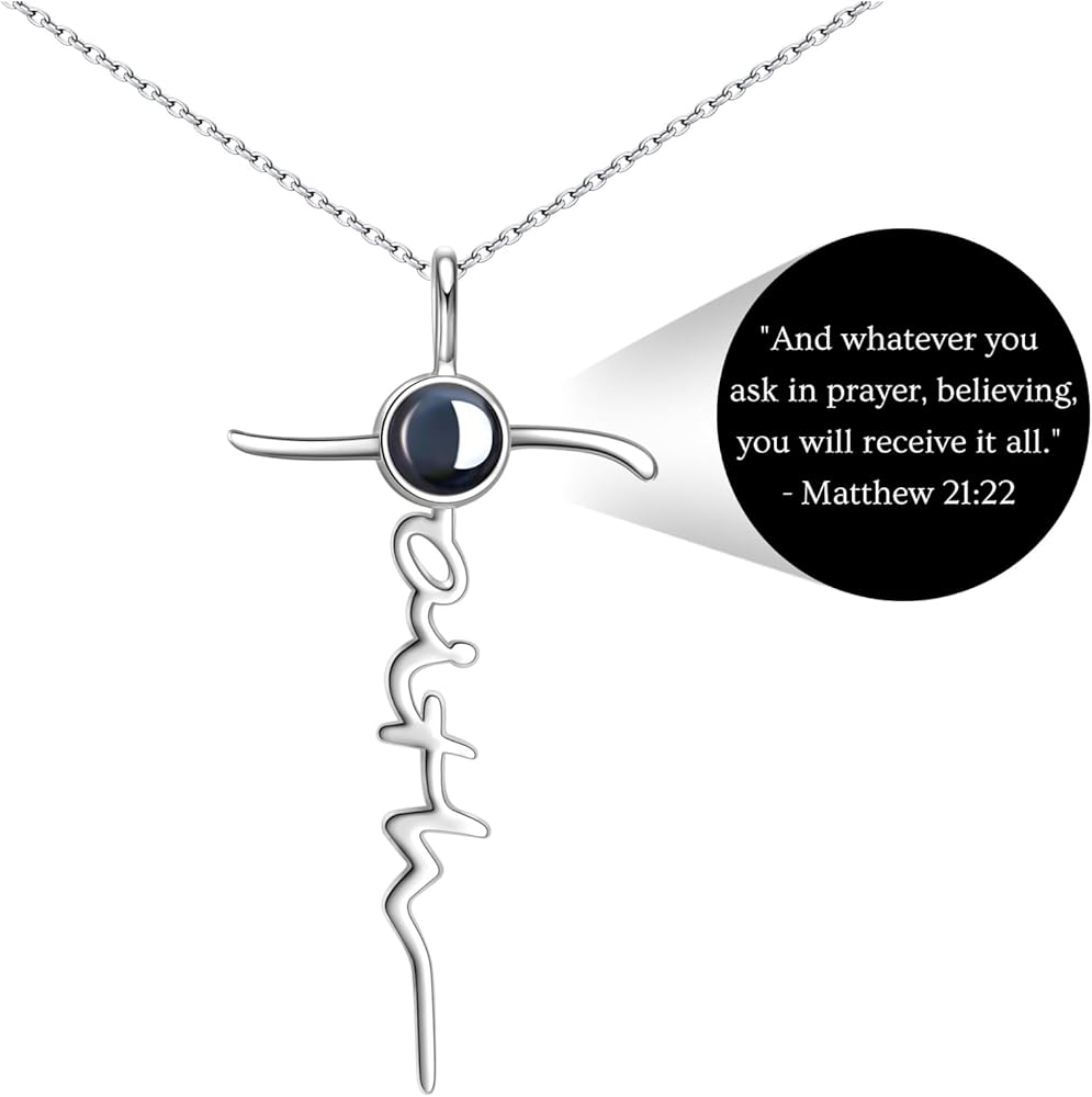 Faith Cross Necklace for Women with Bible Verse Gem - Adjustable Chain丨Beautiful Gift Packaging - Perfect for Religious Jewelry Gifts for Girls & Christian Women