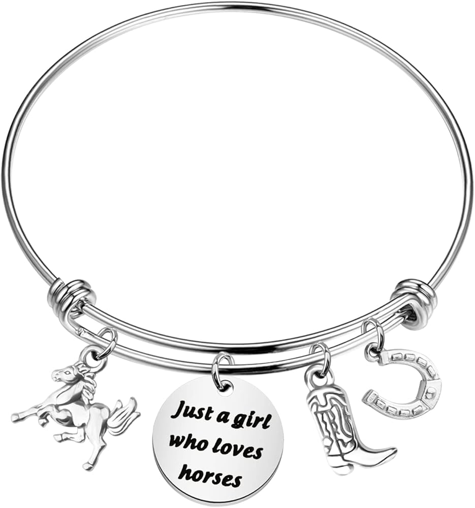 BNQL Horse Girl Bracelets Just a Girl Who Loves Horse Gifts for Girls Horse Charm Bracelet Horse Rider Gifts