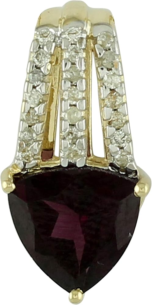 Carillon Rhodolite Natural Gemstone Trillion Shape Pendant 925 Sterling Silver Anniversary Jewelry | Yellow Gold Plated