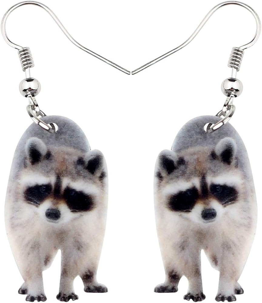 NEWEI Acrylic Raccoon Ring tail Earrings Drop Dangle Sweet Wild Animal Jewelry For Women Charms