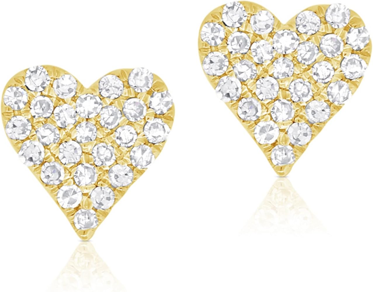 Diamond Pave Heart Stud Earrings For Her - 14K White Gold Stud Earrings