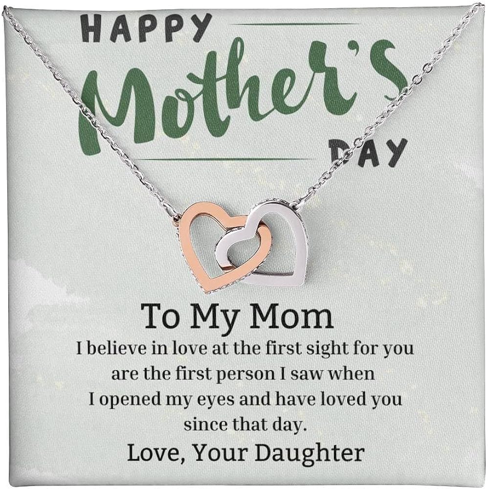 Happy Mother’s Day, to My Mom Necklace Gift From Daughter, Mom Jewelry Necklace With Heartfelt Message Card and Elegant Box, Romantic Necklace Gift for Mom, Mother Daughter Necklaces