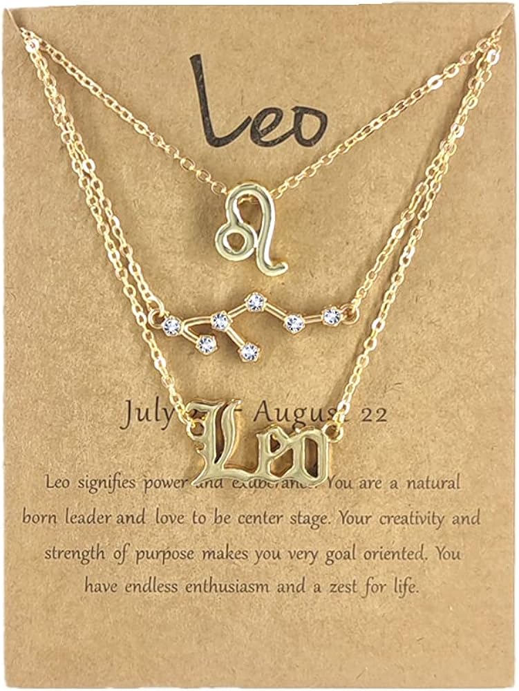 3Pcs Zodiac Gold Plated CZ Necklaces for Women Girls Old English Necklace 12 Constellation Necklace Zodiac Sign Gifts for Women