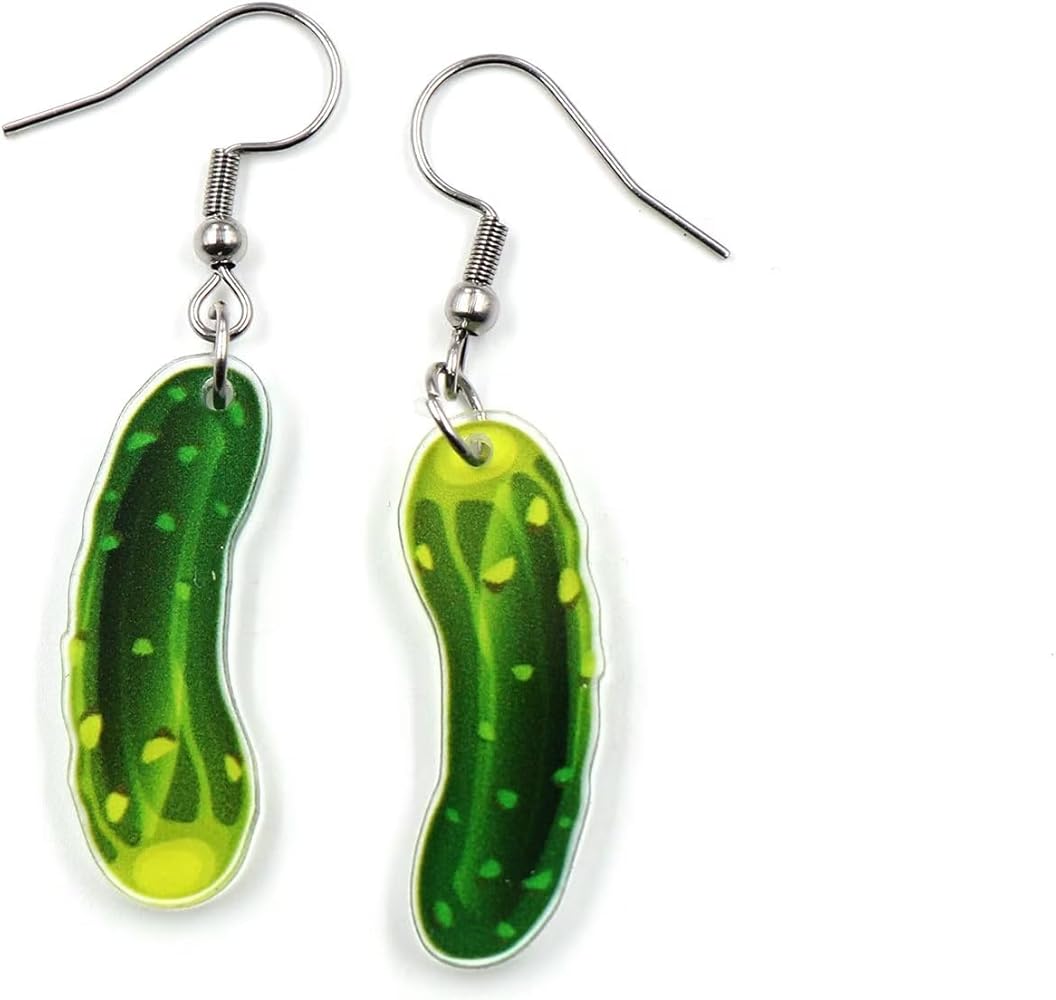 Zian Green Acrylic Pickle Earrings Pickle Earrings Fun Cute Vegetable Earrings Food Earrings For Women