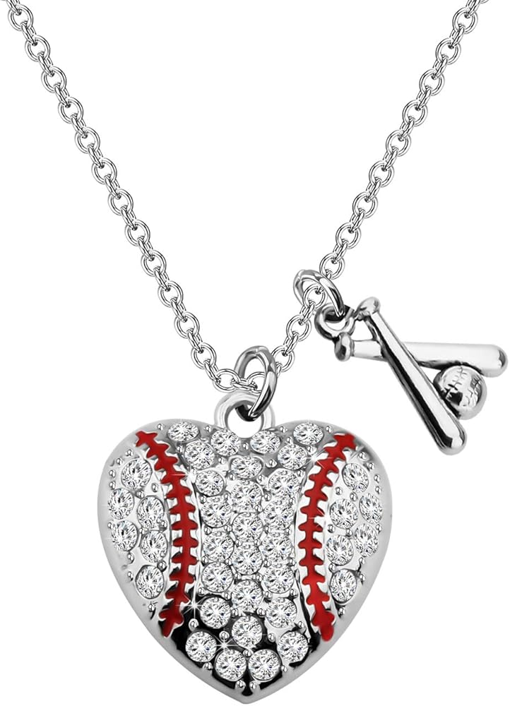 CHOORO Baseball Mom Gift Baseball Zircon Charm Necklace/Earring Baseball Team Jewelry Baseball Lovers Jewelry Baseball Coach Gift Baseball Player Gift