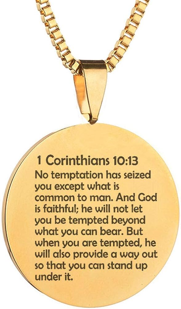 1 Corinthians 10:13 Stainless Steel Religious Christian Wedding Pendant Necklace Band