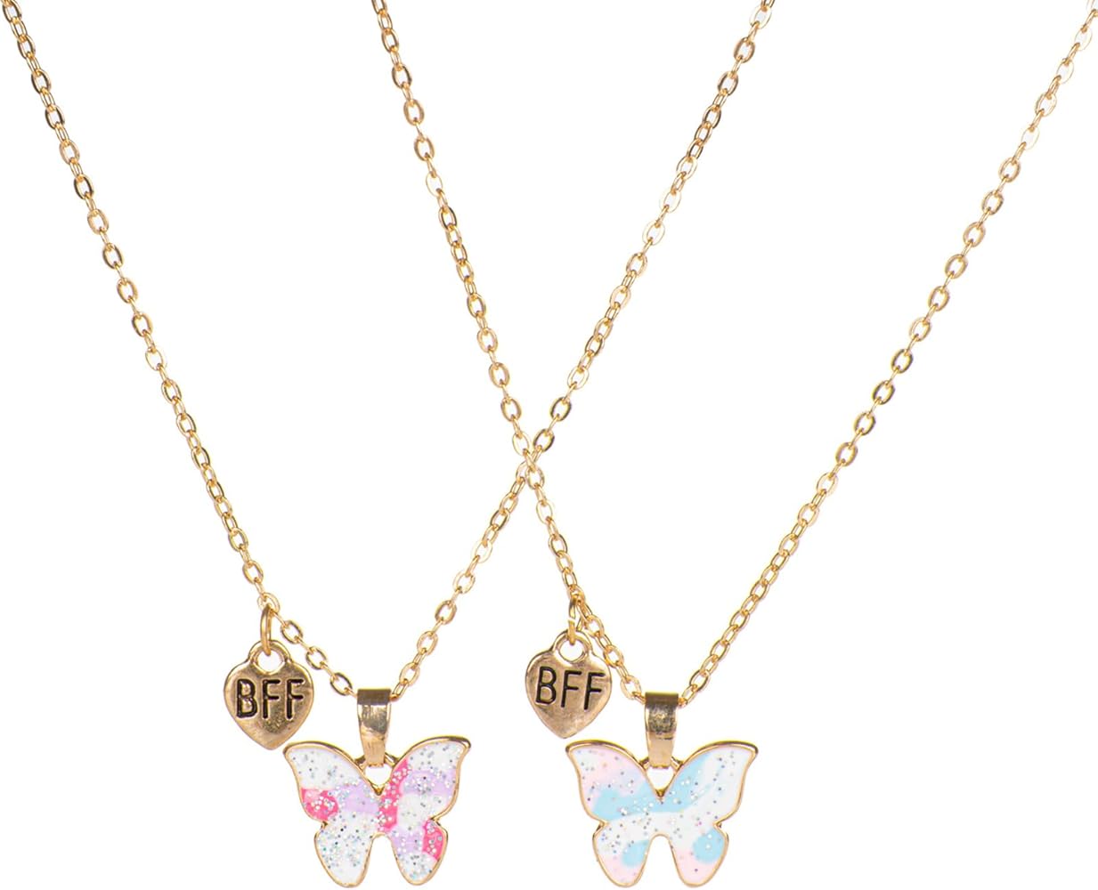 BFF Necklace for 2 Girls Set of 2 Butterfly Best Friend Necklace Butterfly Pendant Necklace Friendship Necklace Gifts for Teen Girls