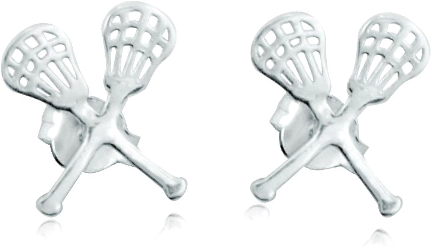 Girls Lacrosse Jewelry | Crossed Lax Sticks Earrings | Sterling Silver