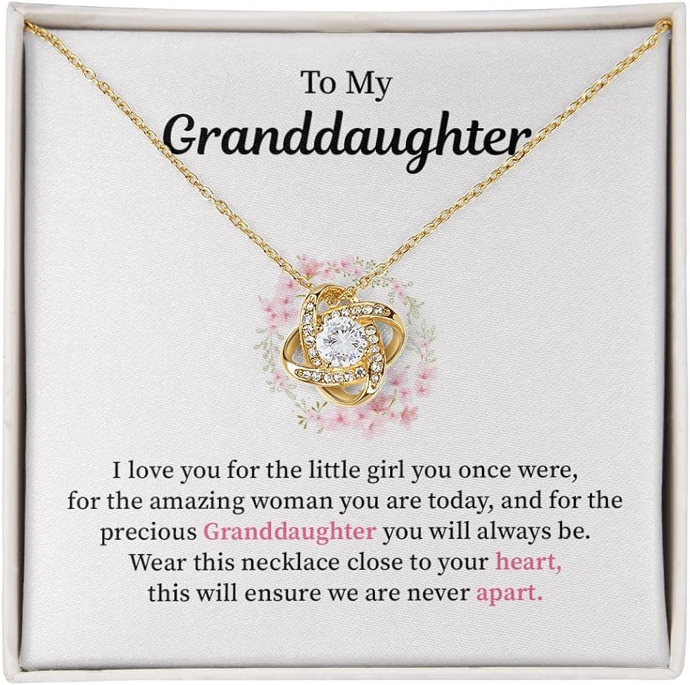 To My Granddaughter Necklace, Granddaughter Gifts From Grandma Grandpa, Grandma Granddaughter Jewelry, Jewelry Gifts For Granddaughter Birthday, Graduation, Forever Love Necklace For Granddaughter, To My Granddaughter Love Knot Necklace On Christmas And Holiday Gift.