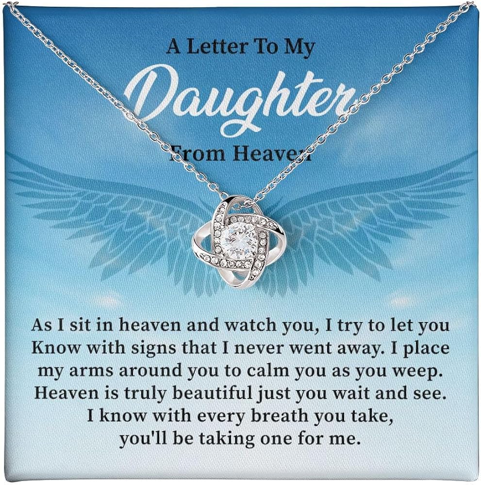 A Letter To My Daughter Necklace From Heaven, Loss Of Parents Remembrance Necklace Gift, Prayer From Heaven, Necklace For Loving Daughter From Mom And Dad Jewelry Necklace.