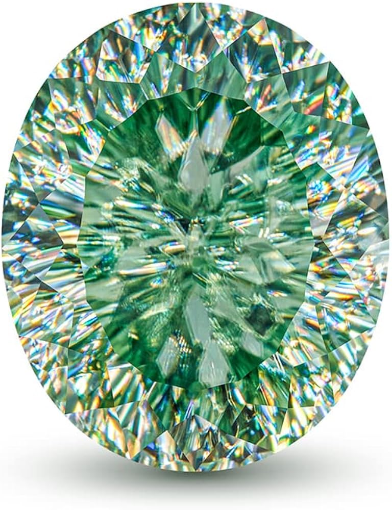 Loose Moissanite 5 Carat, Green Color Diamond, VVS1 Clarity, Oval Angel Brilliant Cut Gemstone for Making Engagement/Wedding/Ring/Jewelry/Pendant/Earrings/Necklaces Handmade Moissanite