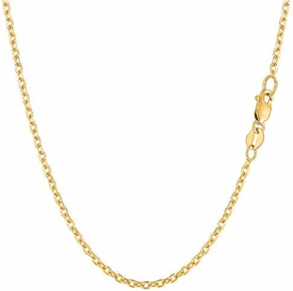 14k SOLID Yellow Gold 0.8MM-4.00MM Thick Shiny Diamond Cut Cable Link Chain Necklace for Pendants Charms with Lobster-Claw Clasp, REAL Gold Women’s Men's Jewelry (13" 16" 17" 18" 20" 22" 24" 30” inch)