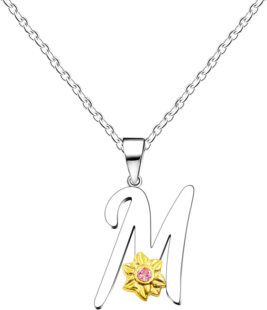 Uloveido Stainless Sunflower Initial Necklace Letter A to Z 26 Alphabets Pendant Graduation Gifts for Women Girls Y2931