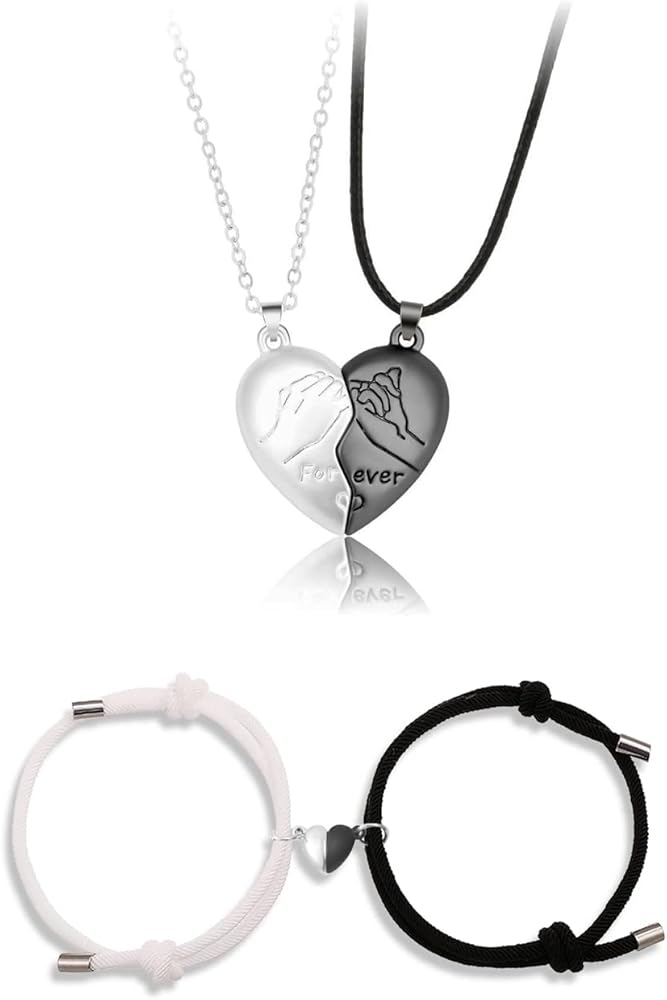 Stainless Steel His and Her Heart Lock Key Matching Puzzle Couples Pendant Necklace